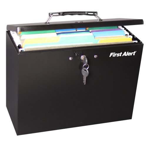 The First Alert hanging folder file box protects important documents in