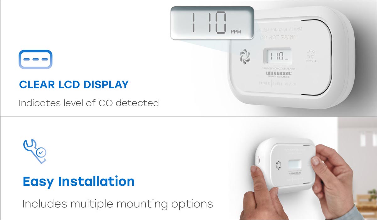 easy install AA battery carbon monoxide alarm