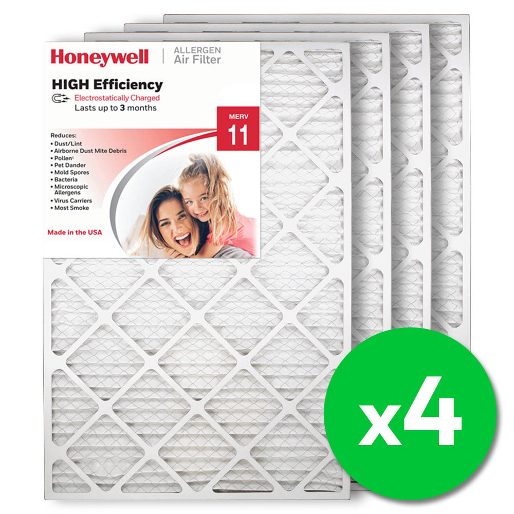 Honeywell 20x30x1 High Efficiency Allergen MERV 11 Air Filter, 4 Pack