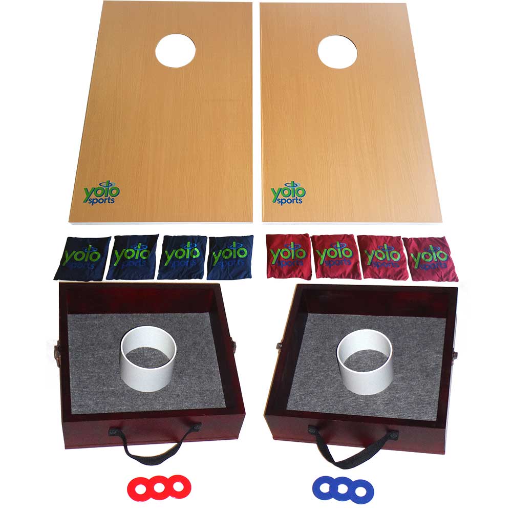 Yolo Sports 207105 Lawn Game Duo, Washer Toss & Cornhole