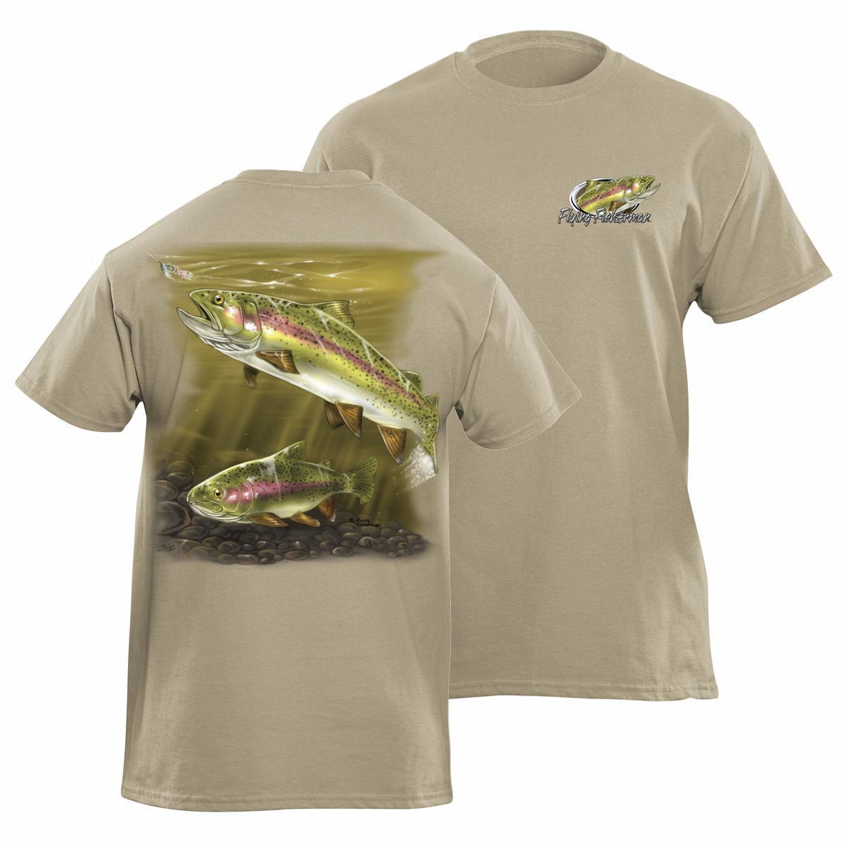 Flying Fisherman T1640Xl Rainbow Trout T-Shirt, Khaki Xlarge | Great ...