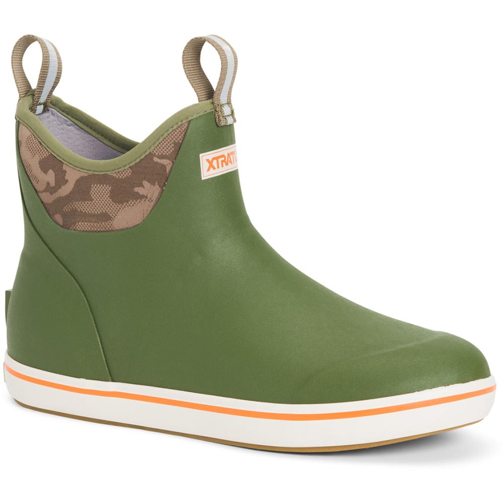 Xtratuf Mens 6In Ankle Deck Boot, Green Camo XMAB300