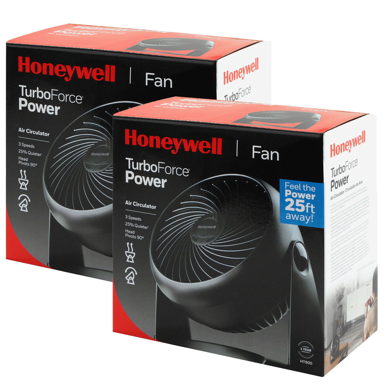2 Pack Bundle of Honeywell Whole Room Air Circulator Fan, HT-908
