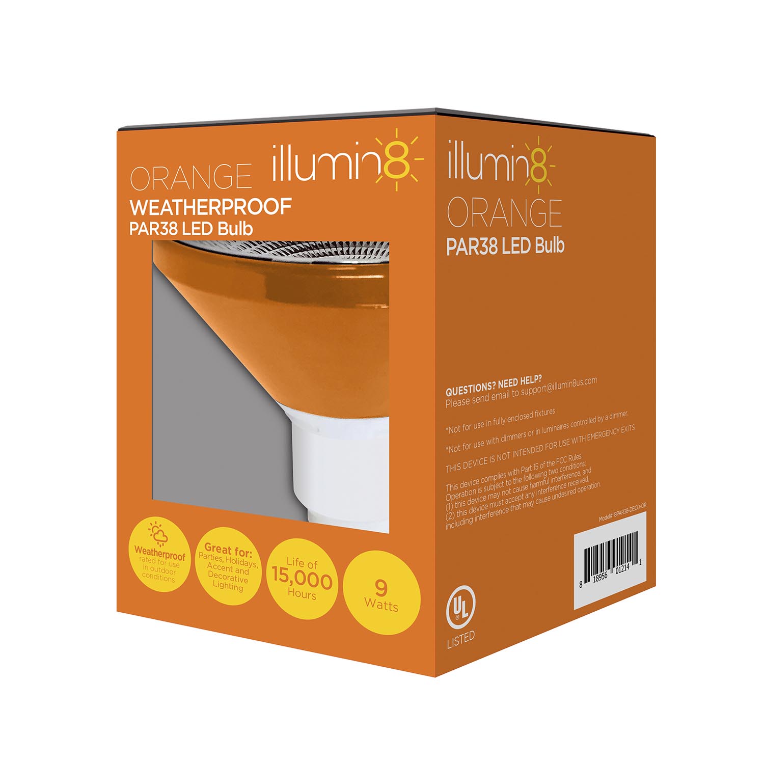 Illumin8 Ipar38 Deco Or Par38 Orange Led Light Bulb Non Dimmable 9 Illumin8 Par38 Orange Led Indoor Outdoor Flood Light Non Dimmable 3100cd