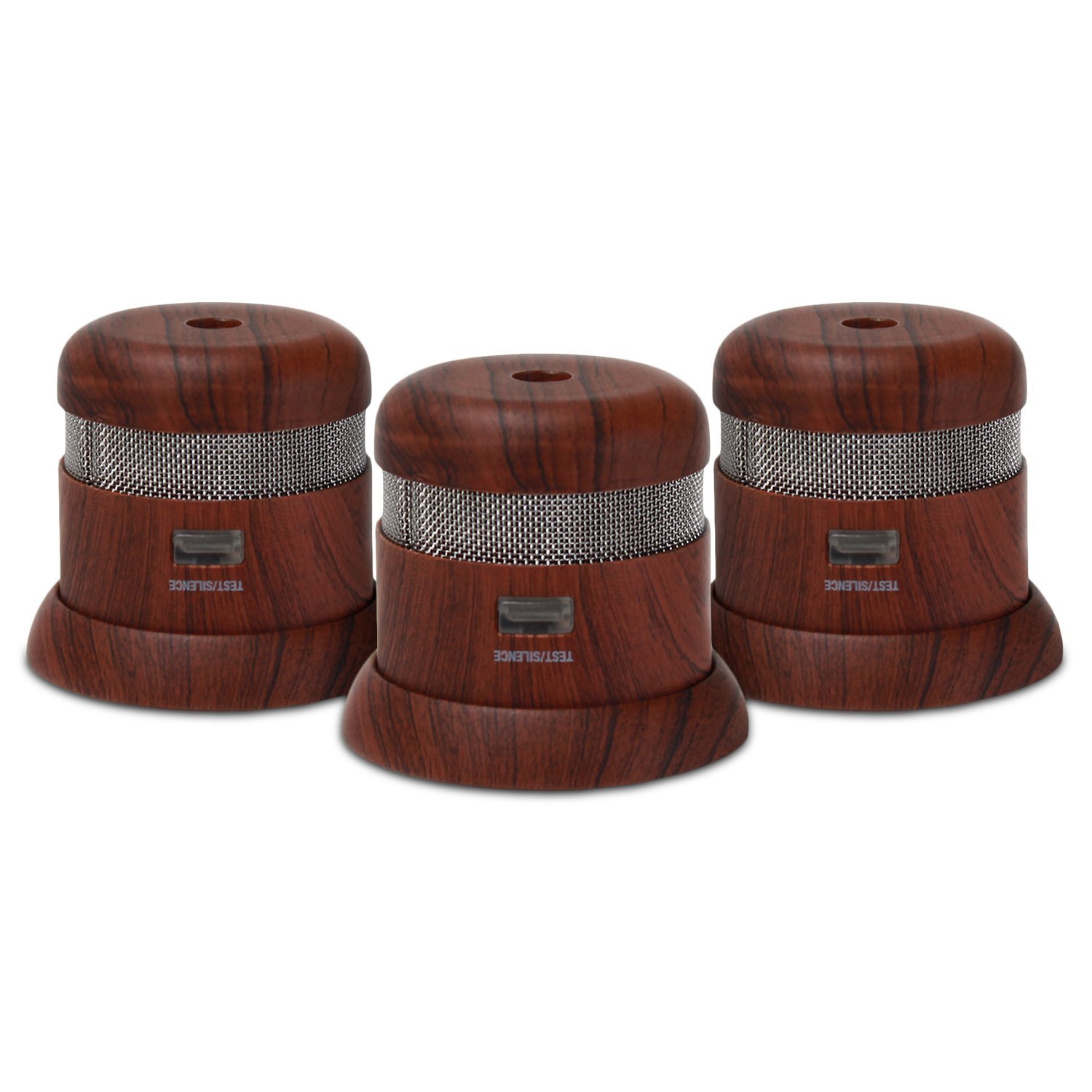 First Alert Atom Micro Photoelectric Smoke Alarm in Cherry Wood Finish, 3 Pack - P1000-CH-3
