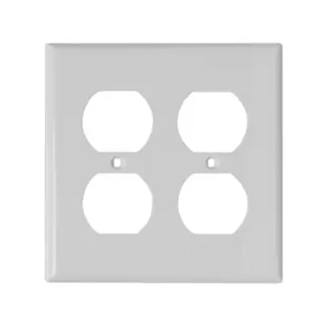 USI Electric Wallplate Standard Size Receptacle, Duplex 2 Gang in White - P8522WH