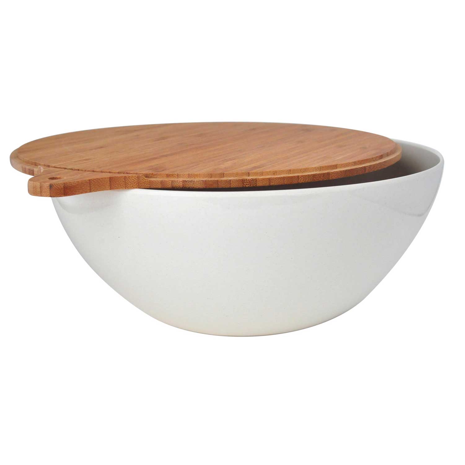 Yumi Nature White Natural Bamboo Salad Bowl with Cover, 450