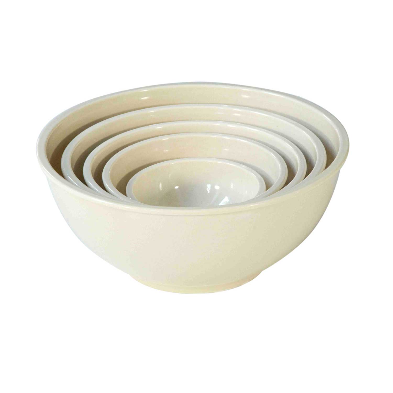 Yumi Nature White Natural Bamboo Nesting Bowls, Set of 5, 520