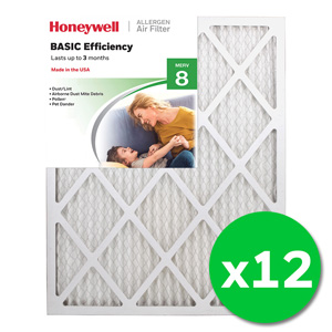 Honeywell 20x25x1 Standard Efficiency Allergen MERV 8 Air Filter, 12 Pack