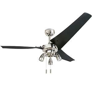 Honeywell Phelix 3 Blade Contemporary Ceiling Fan - 56 Inch, Nickel