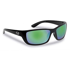 Flying Fisherman 7372BAG Cay Sal Polarized Sunglasses, Matte Black Frames With Amber-Green Mirror Lenses