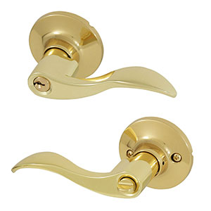 Honeywell Wave Entry Door Lever, Polished Brass, 8106001