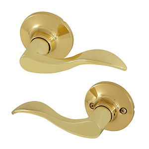 Honeywell Wave Passage Door Lever, Polished Brass