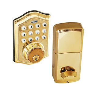Honeywell Electronic Deadbolt Door Lock with Keypad in Pollished Brass, 8712009