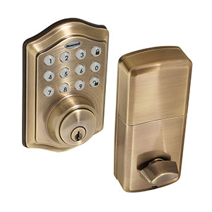 Honeywell Electronic Deadbolt Door Lock with Keypad in Antique Brass, 8712109