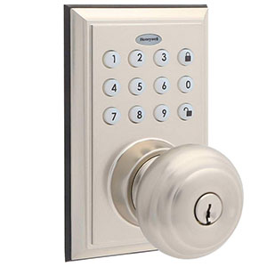 Honeywell Bluetooth Enabled Digital Door Knob Lock With Keypad, Satin Nickel, 8832301S