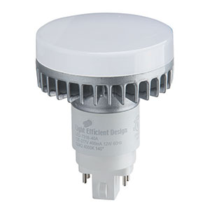 Light Efficient Design 12W G24Q Four Pin-Base CFL Retrofit, 2700K