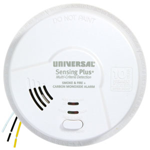 USI Sensing Plus AMIC1510SB 3-in-1 Hardwired Smoke, Fire and CO Alarm