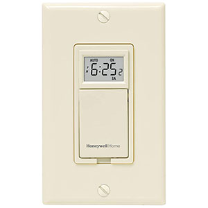 Honeywell Home 7-Day Programmable Light Switch Timer, 40 Watt Min, Almond