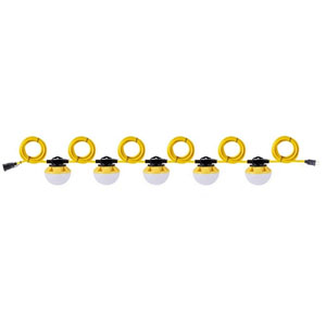 LED String Work Lights, 5000K, 120V, 50 Foot String of 5